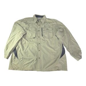 Men’s Natural Gear Nylon Sage Green Long Sleeve Collared Button Down Shirt XL